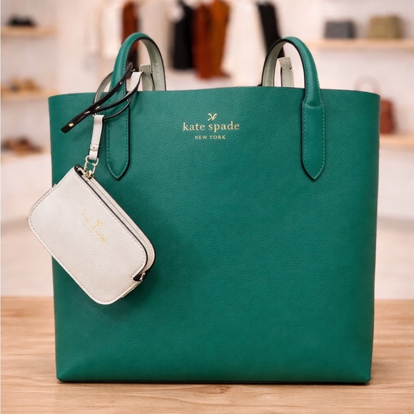 kate spade Handbags - Kate Spade Teal Leather Tote | Large Shoulder Bag